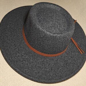 Fashion Nova Imported Banded Full Brim Hat Charcoal Adjustable Inner Sizing
